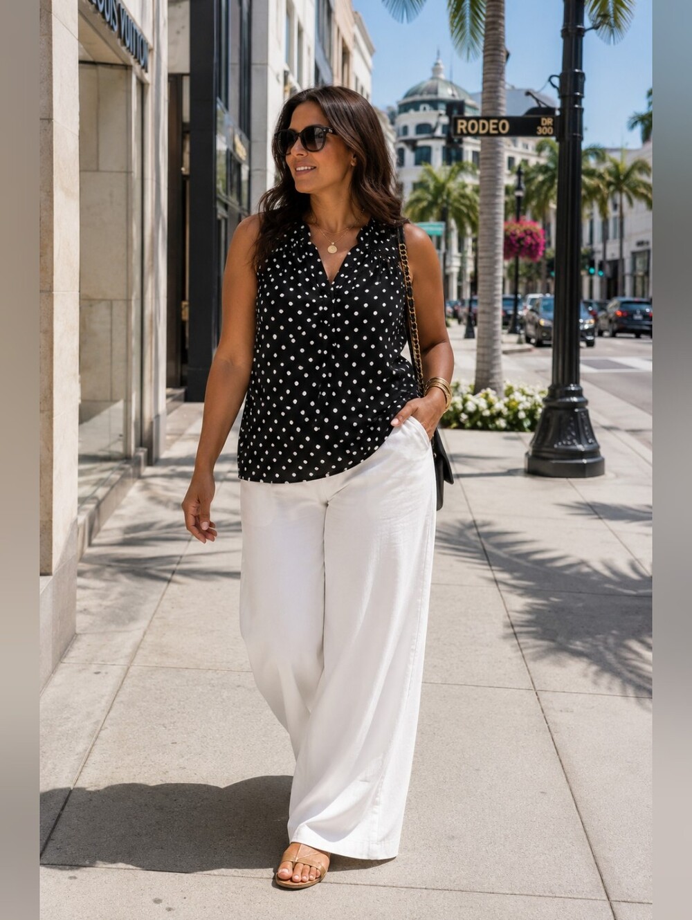 Fervour by Modcoth About Scranton Sleeveless V-neck Polka Dot Top Women's XL